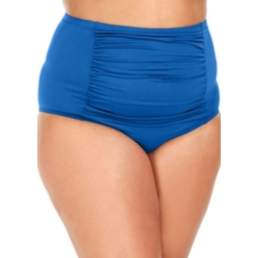 BECCA ETC Women's Blue Stretch Color Code High Waisted Swimsuit Bottom 2X